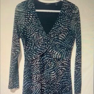 Chic Black and White Patterned Women's Blouse